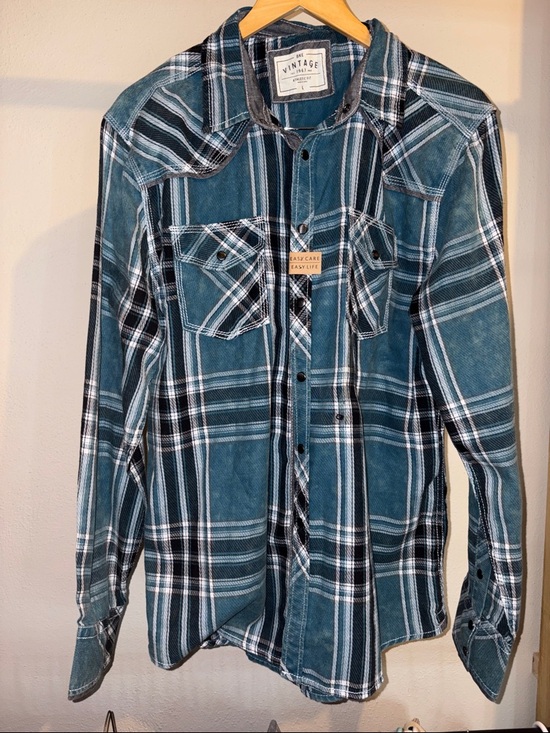 Vintage Other - Vintage Teal and Black Plaid Men's Button-Down Shirt NEW WITH TAGS!